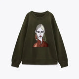 Damen Mode Bedruckte Basic Sweatshirts