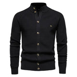 Herren-Cardigan mit Knopfleiste und Mock Neck