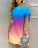 Damen schulterfreies Sommer-Minikleid