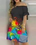Damen schulterfreies Sommer-Minikleid