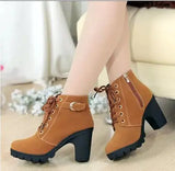 Herbst Winter Stiefeletten mit Blockabsatz für Damen