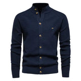 Herren-Cardigan mit Knopfleiste und Mock Neck