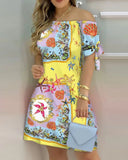 Damen schulterfreies Sommer-Minikleid