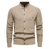 Herren-Cardigan mit Knopfleiste und Mock Neck
