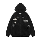 Goth-Stickerei Retro-Hoodies