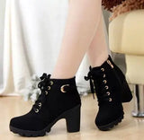 Herbst Winter Stiefeletten mit Blockabsatz für Damen