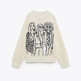 Damen Mode Bedruckte Basic Sweatshirts