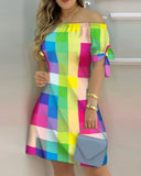 Damen schulterfreies Sommer-Minikleid
