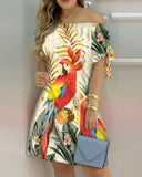 Damen schulterfreies Sommer-Minikleid