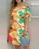 Damen schulterfreies Sommer-Minikleid