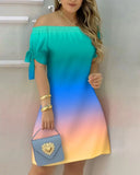 Damen schulterfreies Sommer-Minikleid