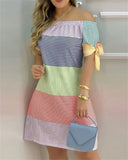 Damen schulterfreies Sommer-Minikleid