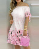 Damen schulterfreies Sommer-Minikleid