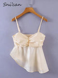 Beige Spaghettiträgerbluse