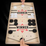Natural Wood 2 Player Sling Puck Game Interactive Chess Toy Board_3