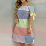 Damen schulterfreies Sommer-Minikleid
