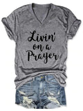 Damen Livin' On A Prayer V-Ausschnitt T-Shirt