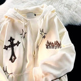 Goth-Stickerei Retro-Hoodies