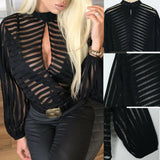 Mesh-Langarmbluse