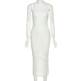 Ärmelloses Maxi-Kleid mit O-Ausschnitt und Mesh