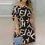 Damen schulterfreies Sommer-Minikleid