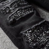 Schwarzes Bandana Ripped Jeans