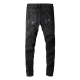 Schwarzes Bandana Ripped Jeans