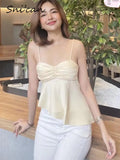 Beige Spaghettiträgerbluse