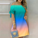 Damen schulterfreies Sommer-Minikleid