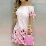 Damen schulterfreies Sommer-Minikleid