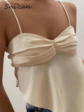 Beige Spaghettiträgerbluse