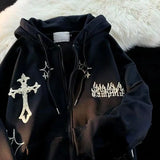 Goth-Stickerei Retro-Hoodies