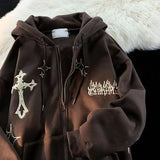 Goth-Stickerei Retro-Hoodies
