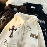 Goth-Stickerei Retro-Hoodies